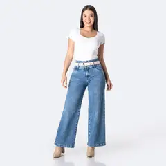 PIONIER - Jean Wide Leg Tiro Alto Mujer