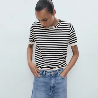 MANGO - Polo Chompa Manga Corta Mujer