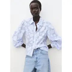 MANGO - Blusa Manga Larga 100% Algodón Mujer