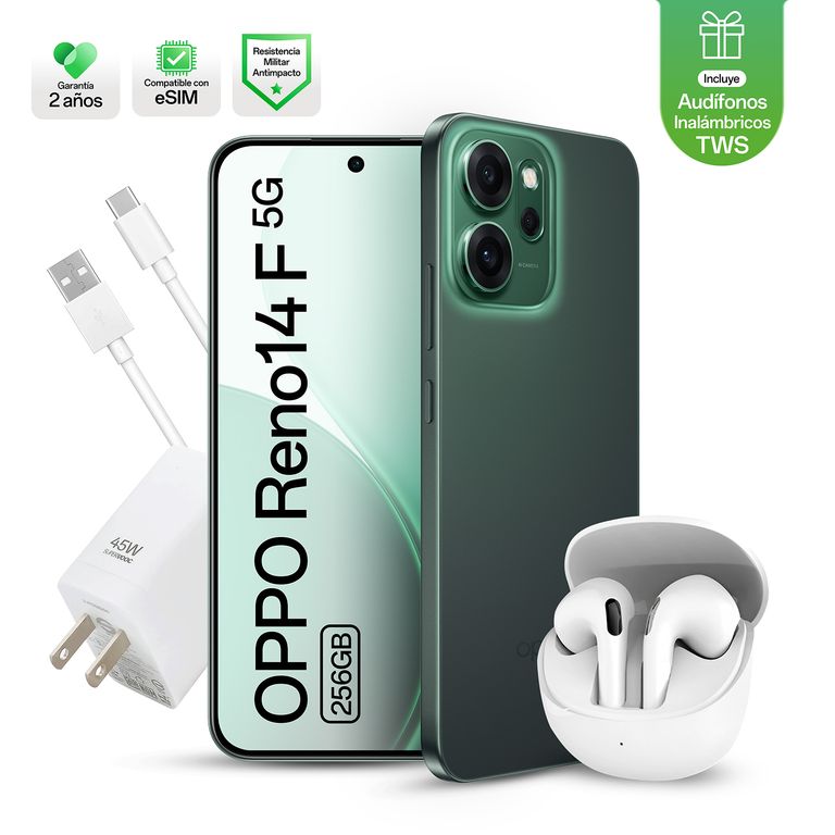 Celular Reno14F 12GB 256GB + Audífonos HD10 Truewireless