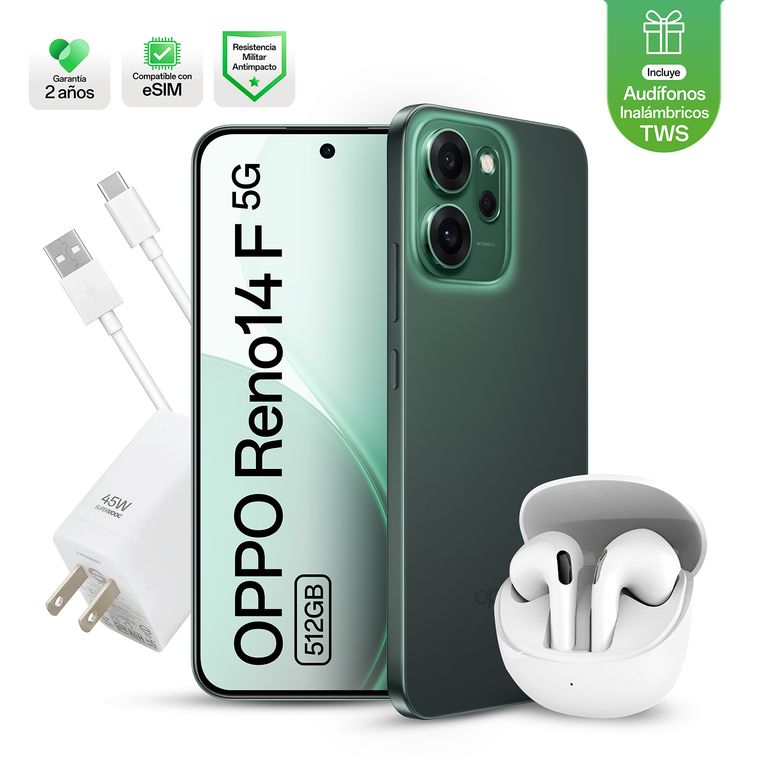 Celular Reno14F 12GB 512GB + Audífonos HD10 Truewireless