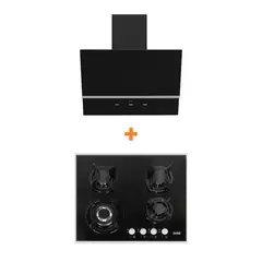 SOLE - Combo cocina empotrable gas vidrio 60cm+sole campana nimbus 60cm