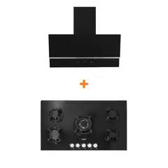 SOLE - Combo cocina empotrable gas vidrio 86cm+sole campana nimbus 90cm