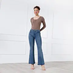 KANSAS - Jean Flare Tiro Alto Mujer