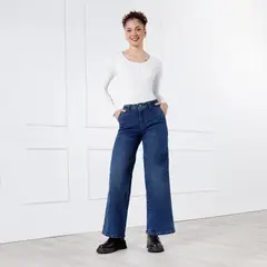 KANSAS - Jean Wide Leg Tiro Alto Mujer