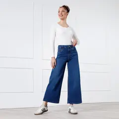 KANSAS - Jean Wide Leg Tiro Alto Mujer