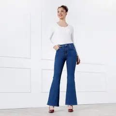 KANSAS - Jean Flare Tiro Alto Mujer
