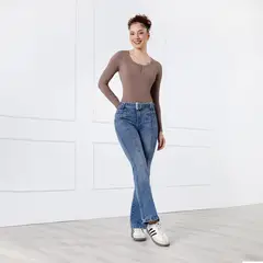 KANSAS - Jean Flare Tiro Alto Mujer