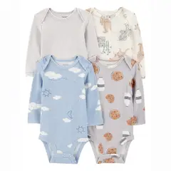 CARTERS - Body Bebé Niño Pack X4 Algodón