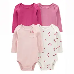 CARTER'S - Body Bebé Niña Pack X4 Algodón Carters