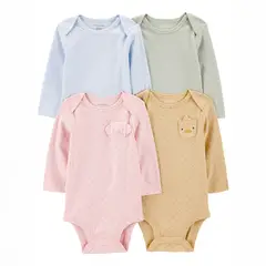 CARTERS - Body Bebé Niña Pack X4 Algodón
