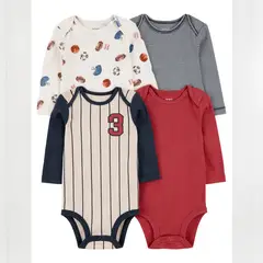 CARTERS - Body Bebé Niño Pack X4 Algodón