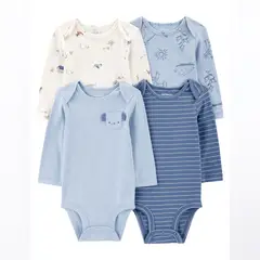 CARTERS - Body Pack X4 Bebé Niño Algodón