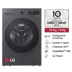 LG - Lavaseca Wd16egnts6p 16kg/8kg Ai Dd Carga Frontal Grafito