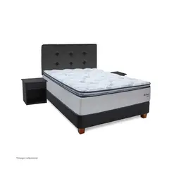 DRIMER - Dormitorio Americano New Ozono 2 Plazas Alfa Gris + Veladores