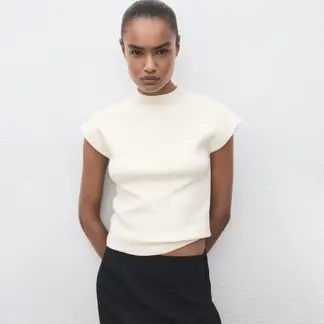 MANGO - Chompa Manga Corta Mujer