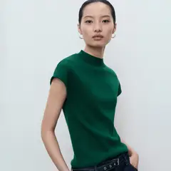 MANGO - Chompa Manga Corta Mujer