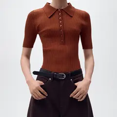 MANGO - Chompa Manga Corta Mujer