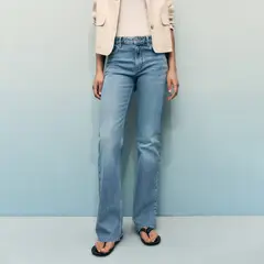 MANGO - Jean Flare Tiro Medio Mujer