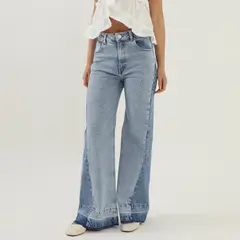 BASEMENT - Pantalón Wide Leg Tiro Alto Mujer