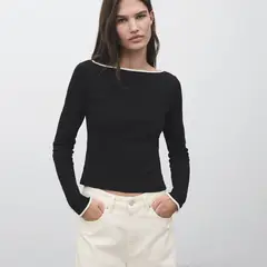 MANGO - Polo Manga Larga Mujer