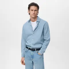 MANGO - Camisa Chambray 100% Algodón Man