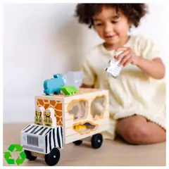 MELISSA & DOUG - Camion Safari de Animales de Madera