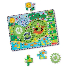 MELISSA & DOUG - Rompecabezas de Engranajes de Madera Persecucion Animal