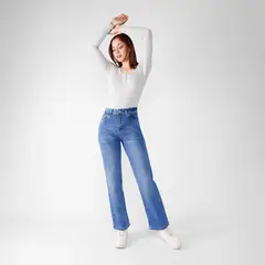 KANSAS - Jean Straight Tiro Alto Mujer