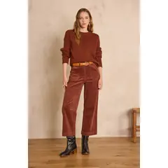 MAISON 123 - Pantalón Wide Leg Tiro Medio Mujer