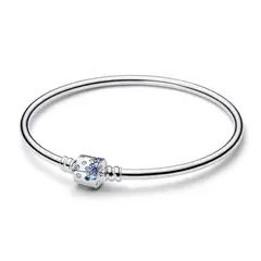 PANDORA - Brazalete De Plata Esterlina Con Circonita Cúbica Azul Transparente Y Elegante Y Cristal Azul Estelar