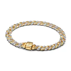PANDORA - Brazalete De Cadena Cubana De Dos Tonos En Pavé