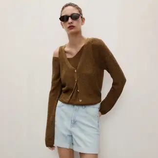 MANGO - Short Mom Tiro Alto Mujer