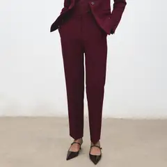 MANGO - Pantalón Straight Tiro Medio Mujer