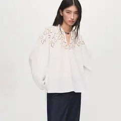 MANGO - Blusa Manga Larga Mujer