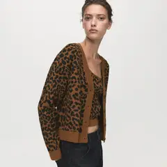 MANGO - Cardigan Animal Print Mujer