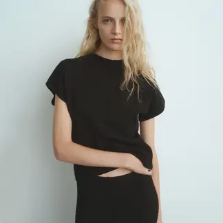 MANGO - Chompa Manga Corta Mujer