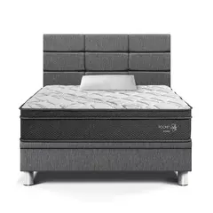 PARAISO - Dormitorio Boxet Blocks Pocket Star 1.5plz Gris + Almohada + Protector