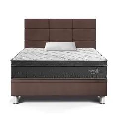 PARAISO - Dormitorio Boxet Blocks Pocket Star 1.5plz Chocolate + Almohada + Protector