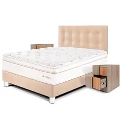 PARAISO - Dormitorio Royal Dynasty 2 Plz + 2 Veladores Han + 2 Almohadas Viscoelásticas + Protector