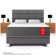 PARAISO - Dormitorio Boxet Blocks Su Majestad 2 Plz + 2 Veladores Brisse + 2 Almohadas + Protector