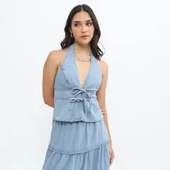 SYBILLA - Top Denim Mujer