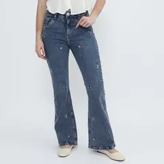 AMERICAN ABBEY - Jean Flare Tiro Medio Mujer