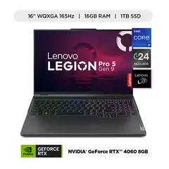 LENOVO - Laptop Legion Pro 5i Intel Core I9 Rtx 4060 16gb Ram 1tb Ssd 16" Ips Wqxga 165hz 14va Gen