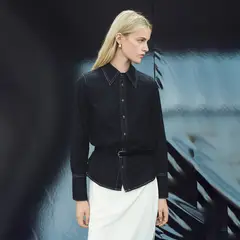 MANGO - Blusa Manga Larga Denim Mujer