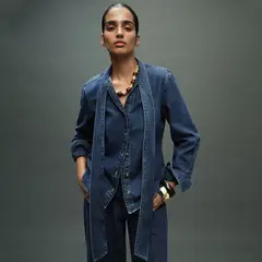 MANGO - Blusa Manga Larga Denim Mujer