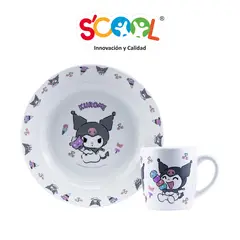 SCOOL - Set Vajilla De Cerámica 2pz Taza Y Plato Kuromi