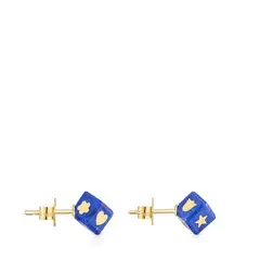 TOUS - Aretes Oro 14kt Y Lapislázuli Cube