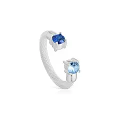 TOUS - Anillo Plata Zafiro Azul Mesh