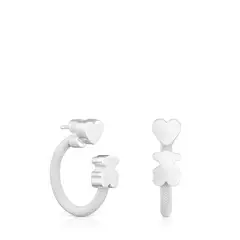 TOUS - Aretes Plata Oso Corzon Icon Mesh